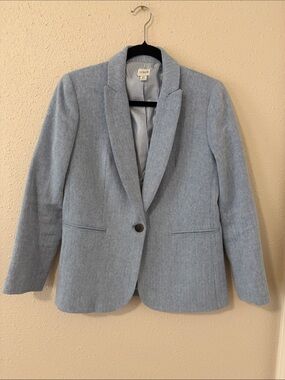 J. Crew Pale Blue Single-Button Herringbone Blazer
